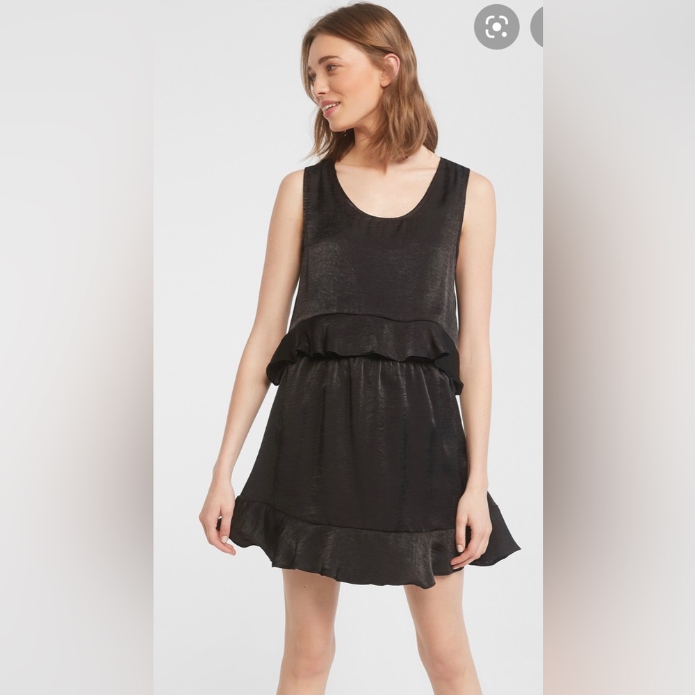NWT Women’s Jack by BB Dakota Ruffle Not Today Satin Dress | Black | Medium